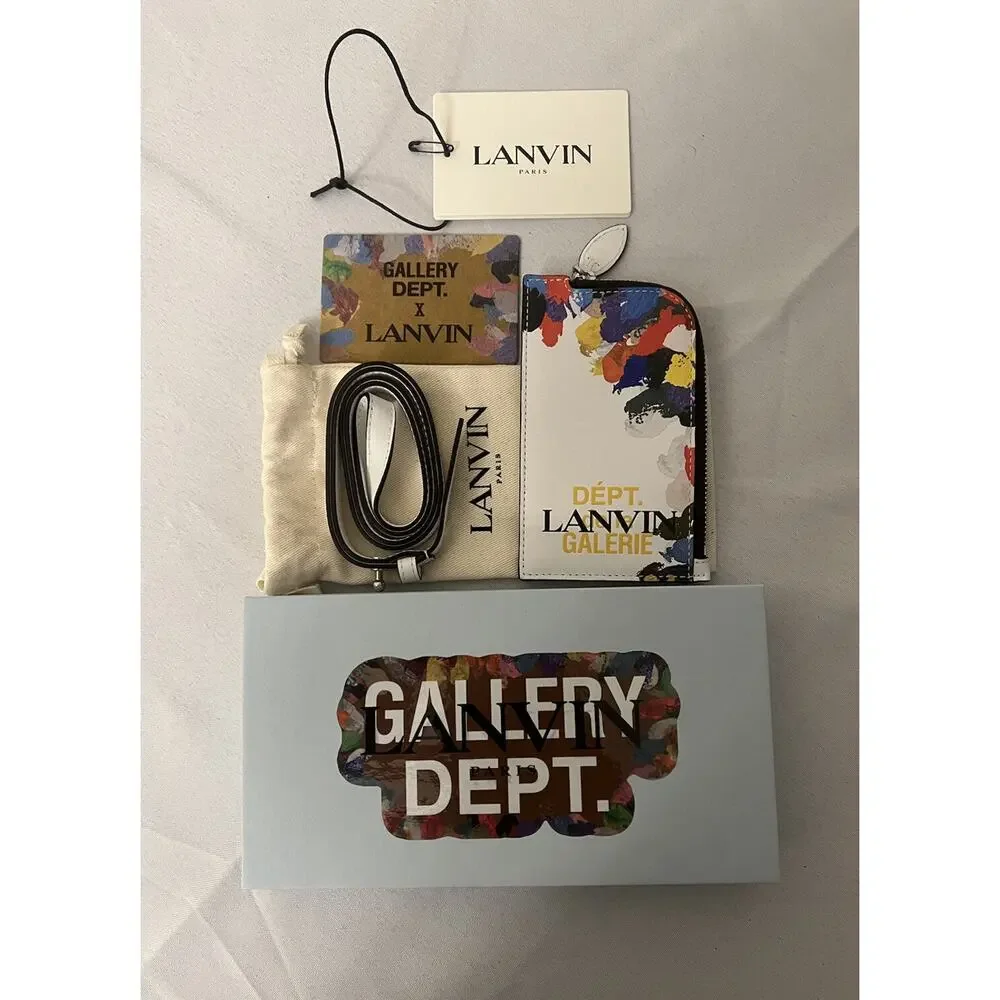 Lanvin x Gallery Dept. Card Holder Lanyard Paint Splattered Logo Wallet $550.00